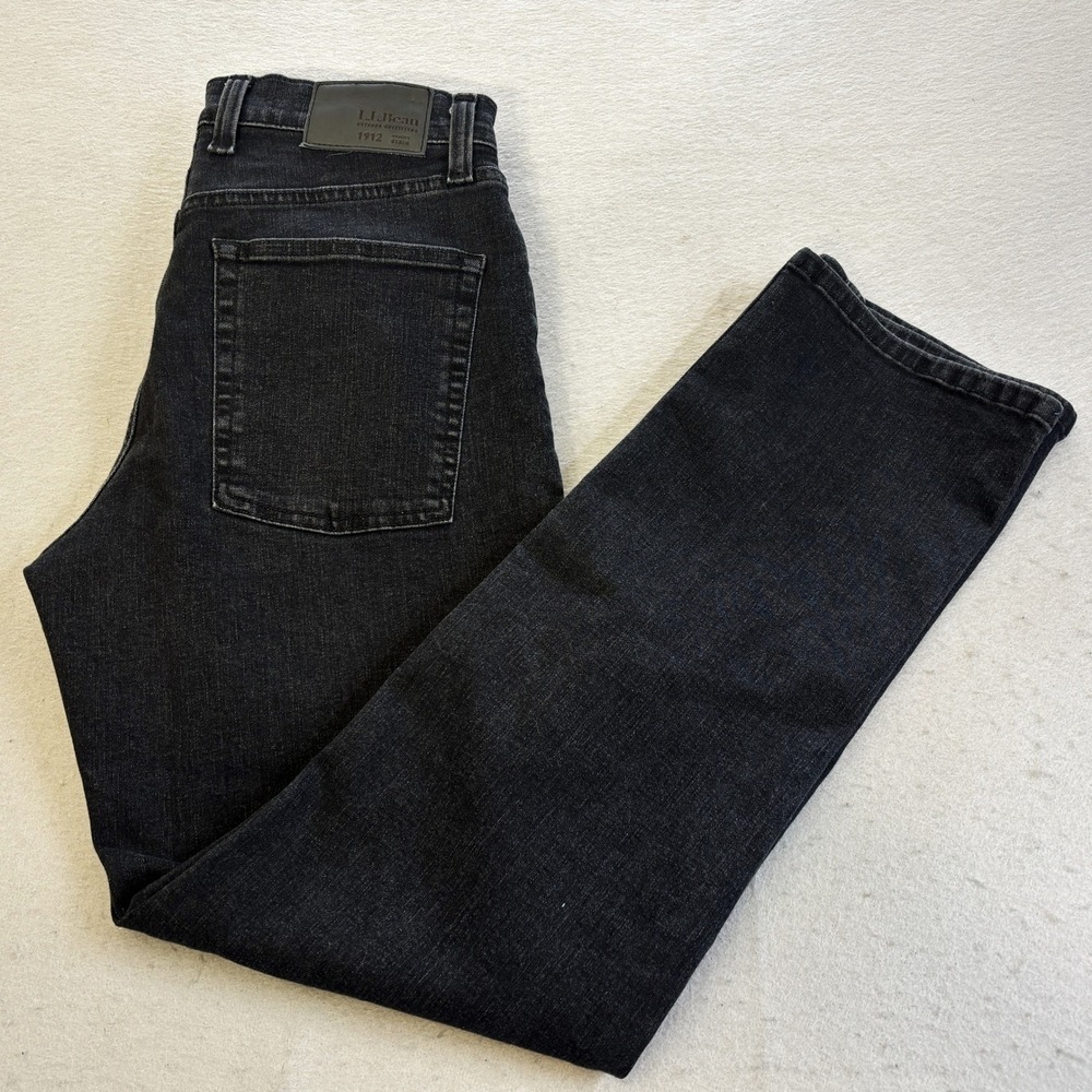 LL Bean 1912 Jeans Mens 30x30 Black Coolmax Stretch Straight Leg Pants Gorpcore